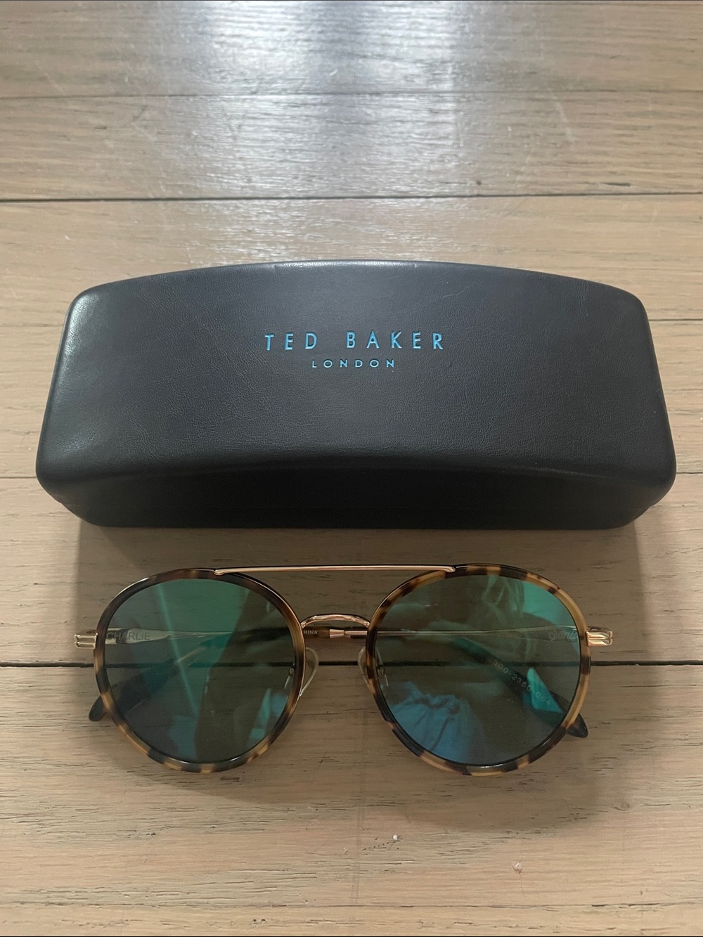 Ted Baker Tortoiseshell Frame Sunglasses with Green Lenses